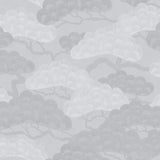 Bonsai Grove Light Gray textured pine tree motif wallpaper roll by Veer Decor, 20.86 in x 33 ft