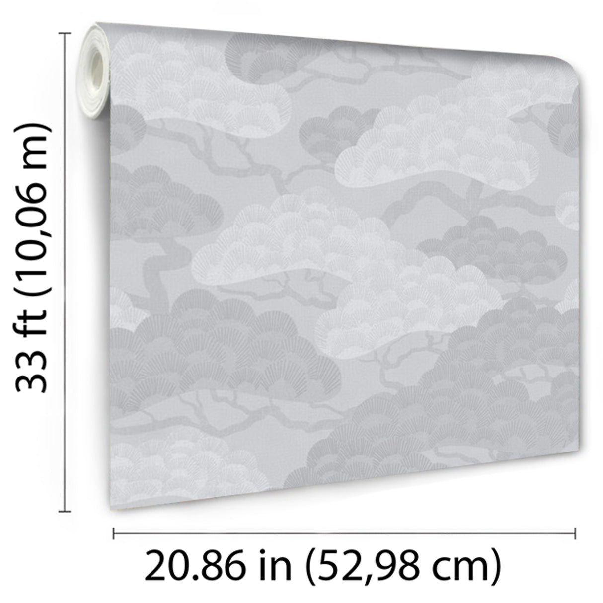 Bonsai Grove Light Gray by Veer Decor Patterned Wallpaper – Veer Decor VREL09-446
