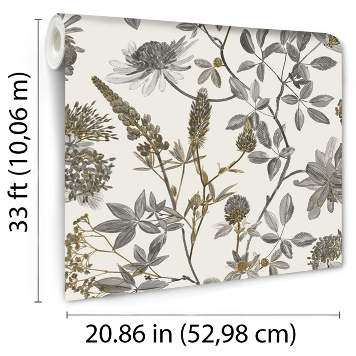 Botanical Blueprint Painterly Branches Gray with Ecru Cream Ground by Veer Decor Floral Wallpaper – Veer Decor VREL09-854