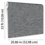 Big Wave Gray by Veer Decor Patterned Wallpaper – Veer Decor VREL09-926