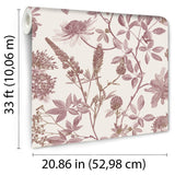 Botanical Blueprint Painterly Branches Red with Ecru Cream Ground by — Wallpaper – Veer Decor VREL10-854