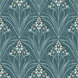 Victorian Bloom dark green floral wallpaper roll showing stylized lilies and vines pattern