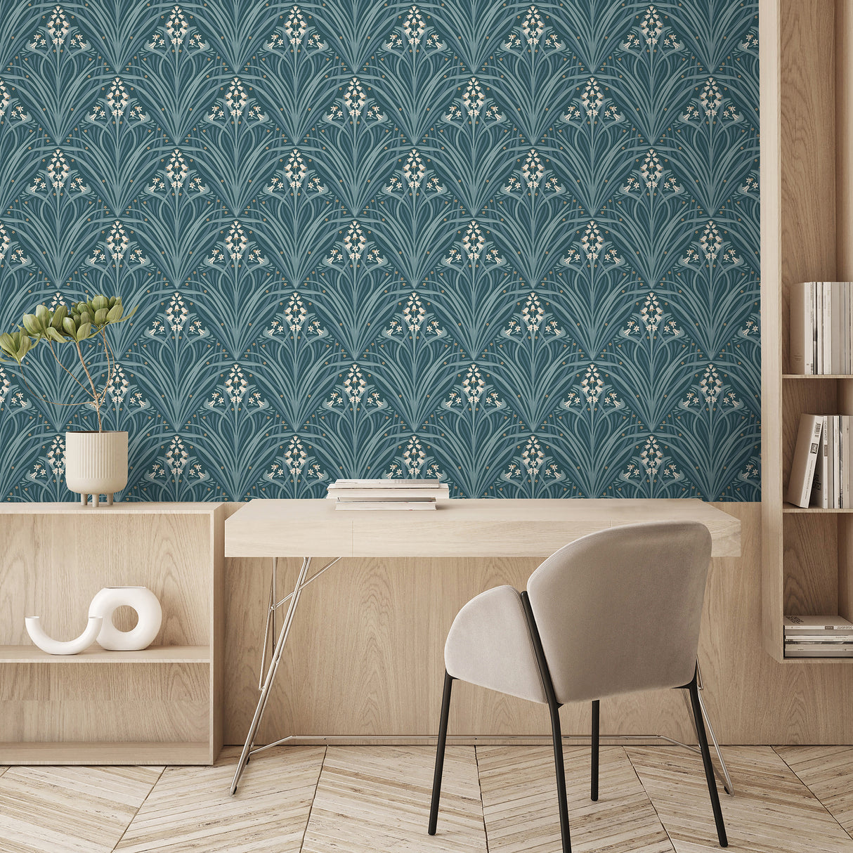 Victorian Bloom Dark Green by Veer Decor Floral Wallpaper – Veer Decor VREL14-166