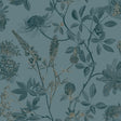 Botanical Blueprint Painterly Branches Green wallpaper roll and room scene