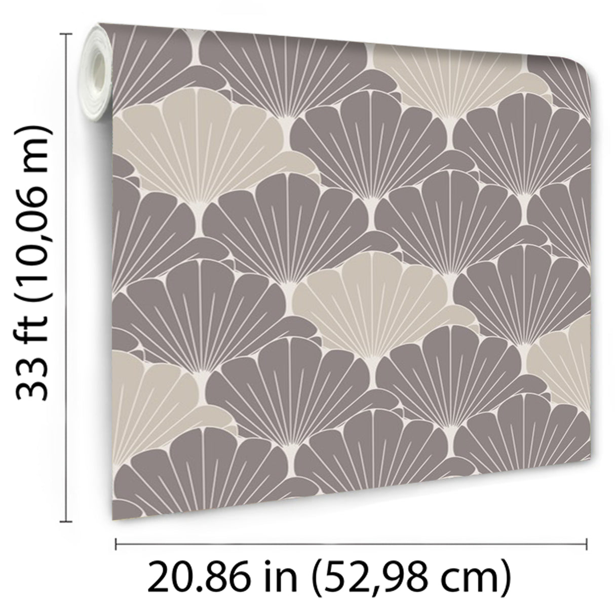 Giant Art Deco Gingko Leaf Gray and Cream by Veer Decor Floral Wallpaper – Veer Decor VREL19-046