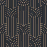 Arch Deco black and silver geometric art deco wallpaper roll by Veer Decor VREL19-124