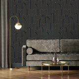 Arch Deco Black and Silver by Veer Art Deco Geometric Wallpaper – Veer Decor VREL19-124