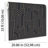 Arch Deco Black and Silver by Veer Art Deco Geometric Wallpaper – Veer Decor VREL19-124