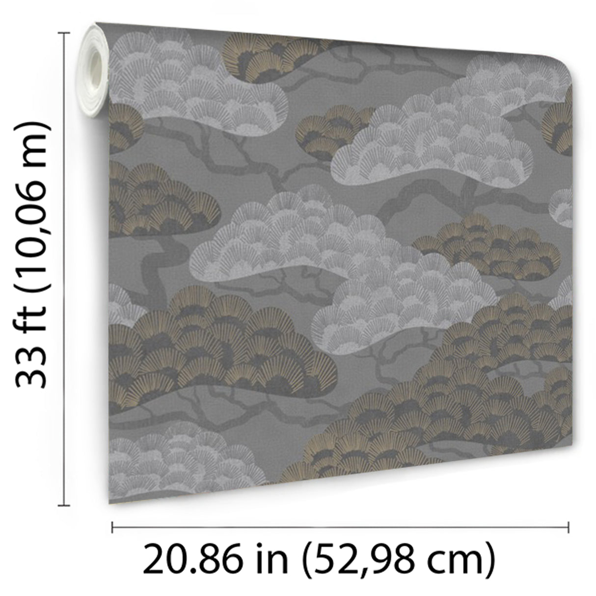 Bonsai Grove Dark Gray by Veer Decor Textured Metallic Vinyl Wallpaper – VREL19-446