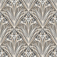 Victorian Bloom black and beige floral geometric wallpaper roll and room scene