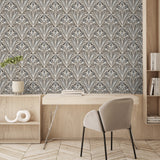 Victorian Bloom Black and Beige by Veer Decor Floral Wallpaper – Veer Decor VREL90-166
