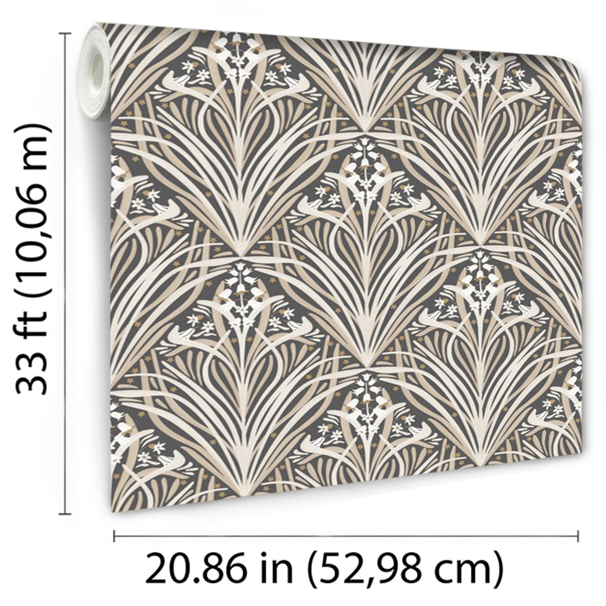 Victorian Bloom Black and Beige by Veer Decor Floral Wallpaper – Veer Decor VREL90-166