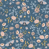Whimsical Meadow Blue butterfly and floral non-woven wallpaper roll VRKG01-185