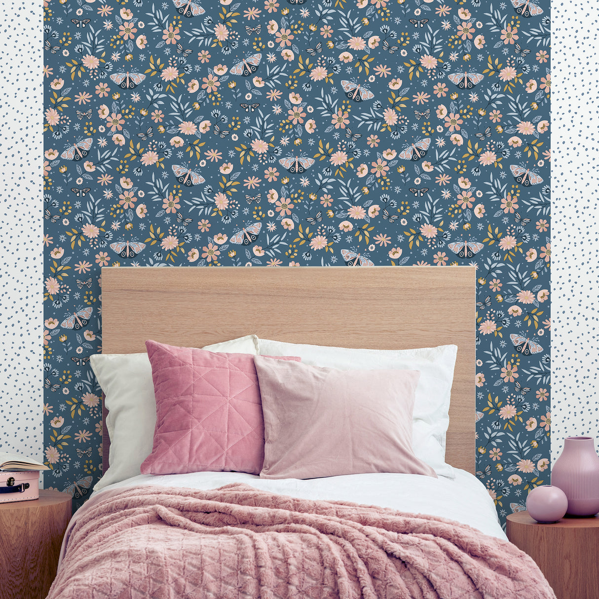 Whimsical Meadow Blue by Veer Decor Kids Wallpaper – Veer Decor VRKG01-185