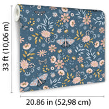 Whimsical Meadow Blue by Veer Decor Kids Wallpaper – Veer Decor VRKG01-185