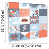 Pop Art Patchwork Blue by Veer Decor Patchwork Novelty Wallpaper – Veer Decor VRKG01-235