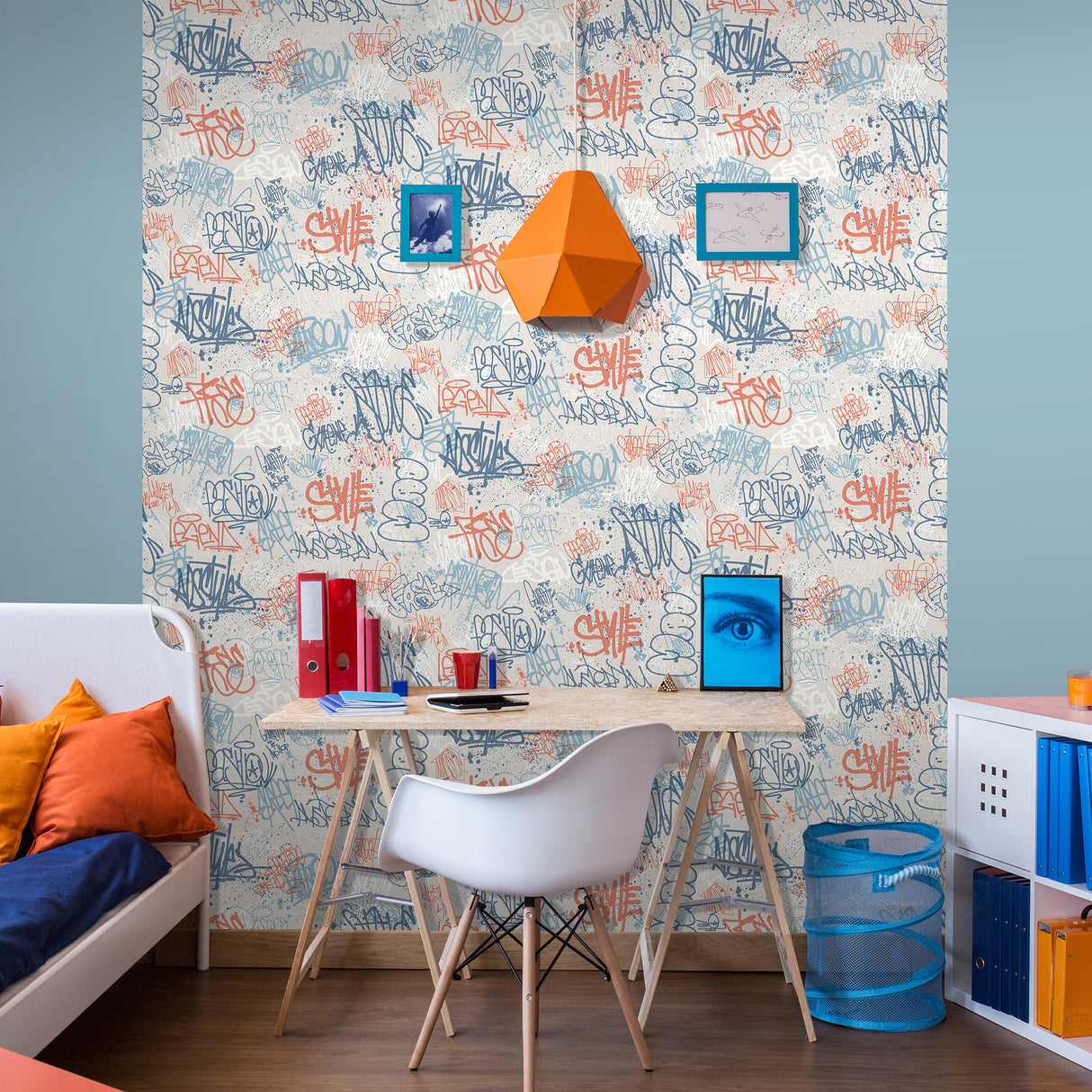 Graffiti Blue by Veer Decor Non-Woven Unpasted Wallpaper – VRKG01-315
