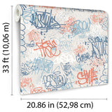 Graffiti Blue by Veer Decor Non-Woven Unpasted Wallpaper – VRKG01-315