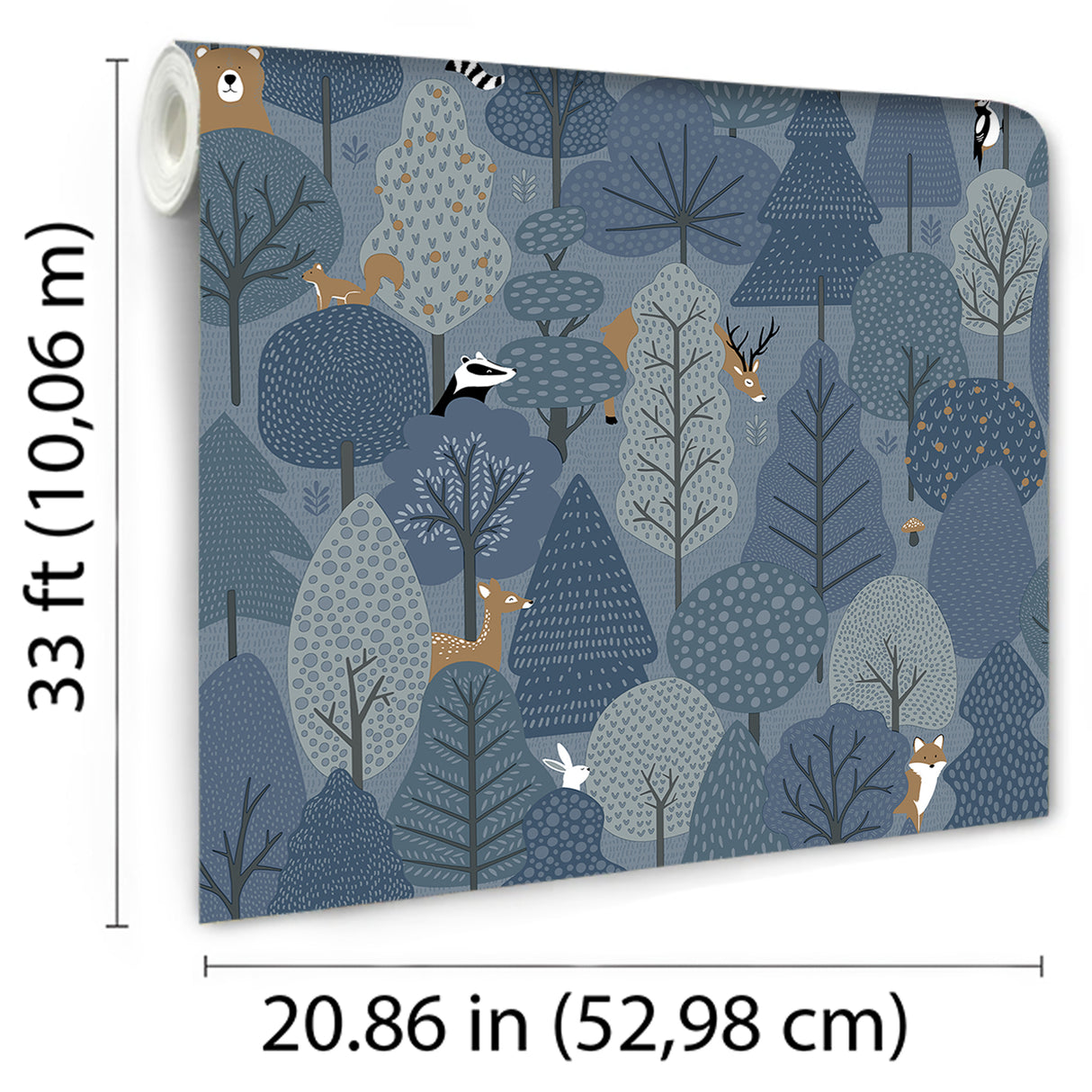 Enchanted Forest Starry Night Navy by Veer Decor Kids Forest Animal Wallpaper – Veer Decor VRKG01-615