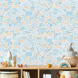 Doodle Blue by Veer Decor Kids Novelty Wallpaper – Veer Decor VRKG01-754