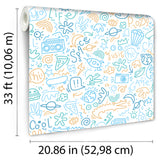 Doodle Blue by Veer Decor Kids Novelty Wallpaper – Veer Decor VRKG01-754