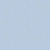 Anchors Away Blue non-woven wallpaper roll with small anchor motif, 20.86 in x 33 ft