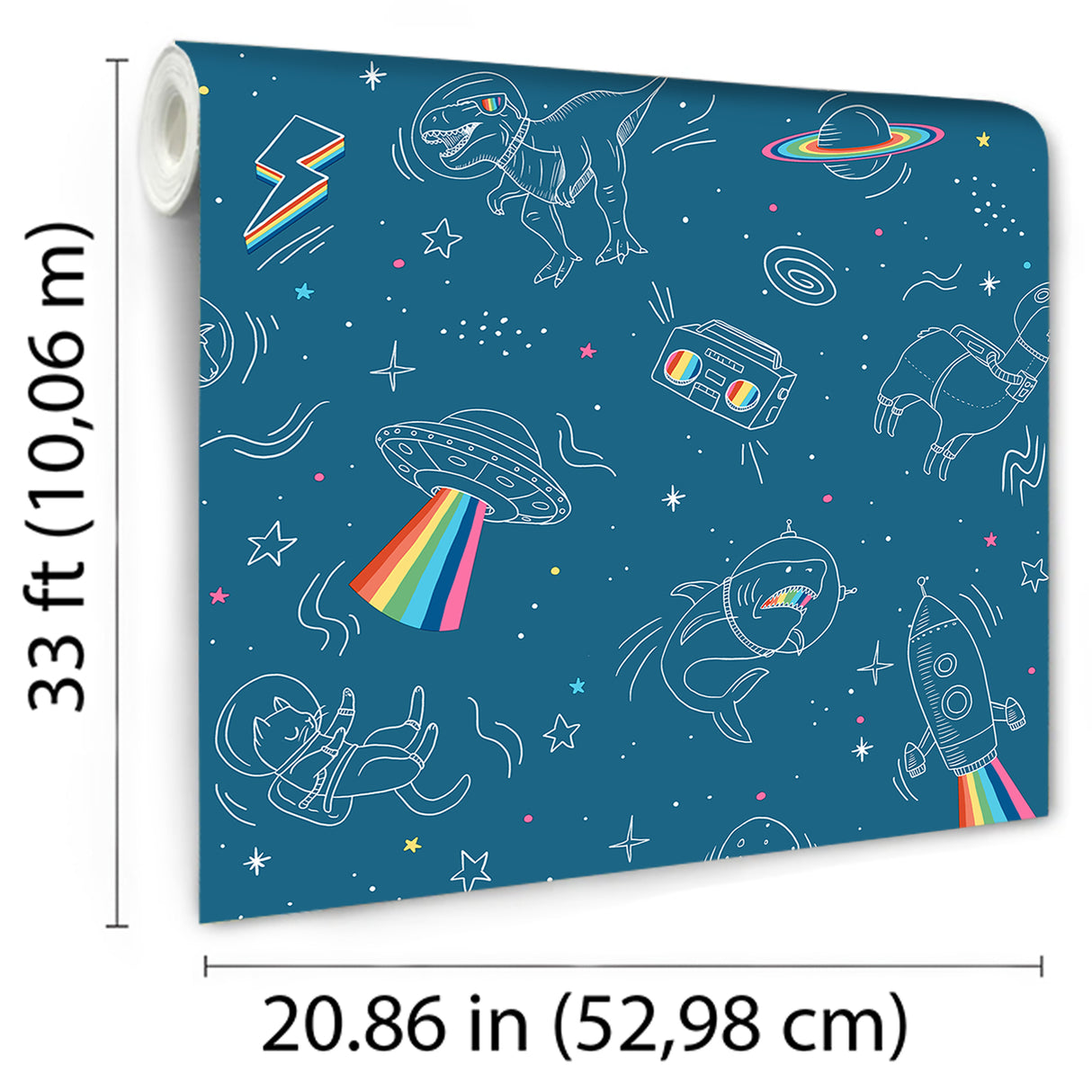 Space Adventures Blue by Veer Decor Kids Wallpaper – Veer Decor VRKG01-863