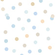 Polka Dot Party Blue non-woven wallpaper roll showing blue and neutral dots on white