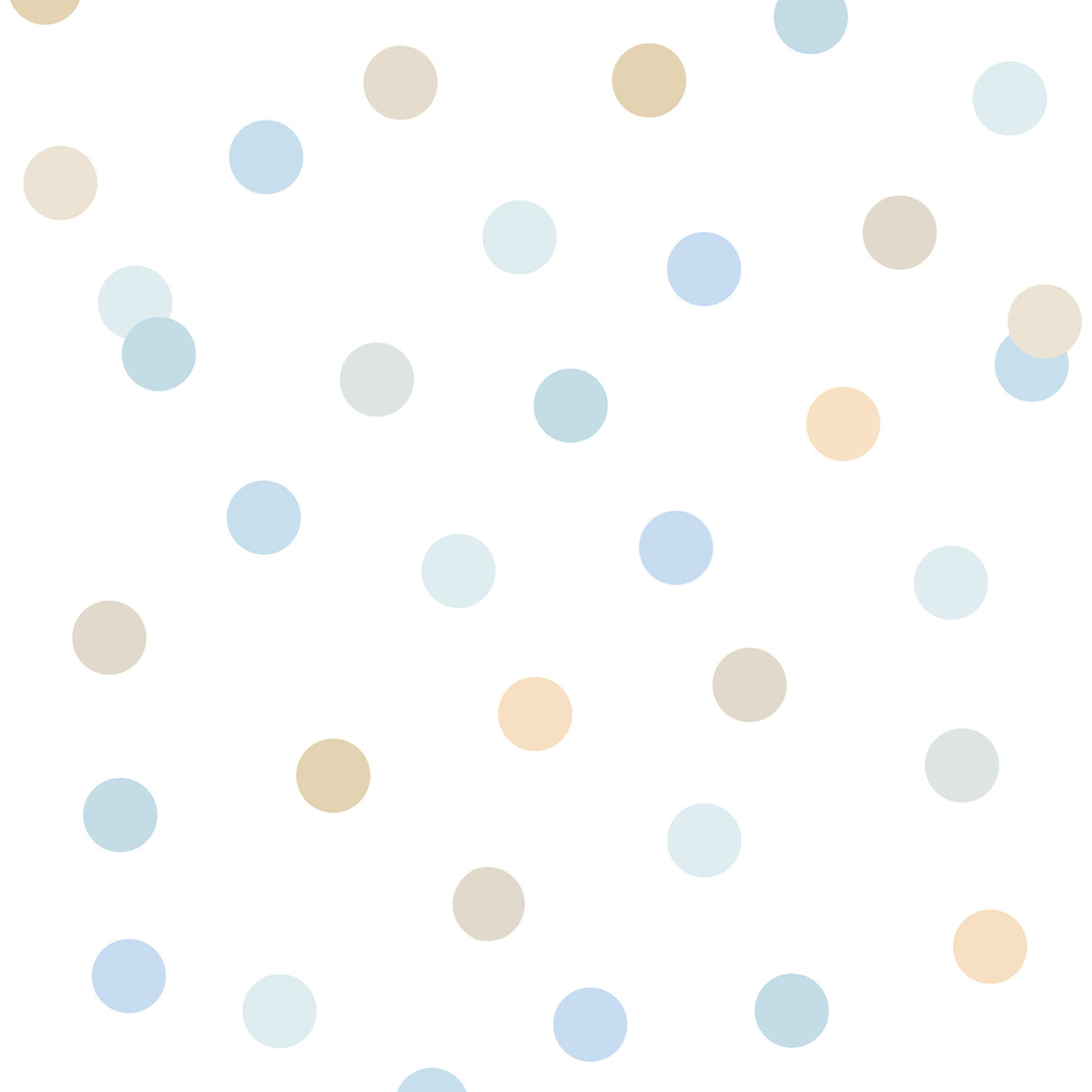 Polka Dot Party Blue non-woven wallpaper roll showing blue and neutral dots on white