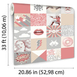 Pop Art Patchwork Pink by Veer Decor Kids Wallpaper – Veer Decor VRKG03-235