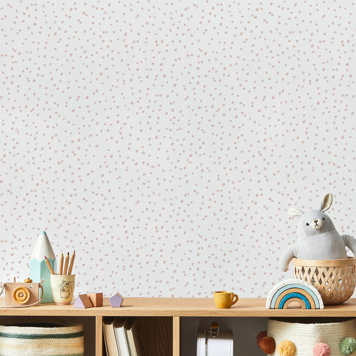 Hand Drawn Confetti Dots Pink by Veer Decor Kids Wallpaper – Veer Decor VRKG03-399