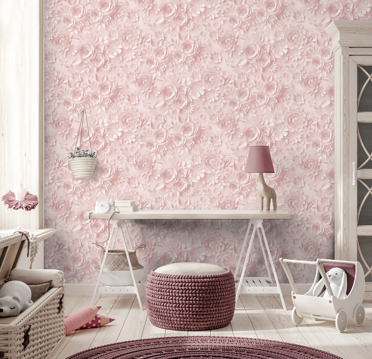 Paper Flowers Pink by Veer Decor Floral Wallpaper – Veer Decor VRKG03-644