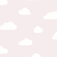 Clouds Pink Pastel non-woven wallpaper roll with white cloud pattern