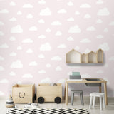 Clouds Pink Pastel by Kids Rooms Novelty Wallpaper – Veer Decor VRKG03-816