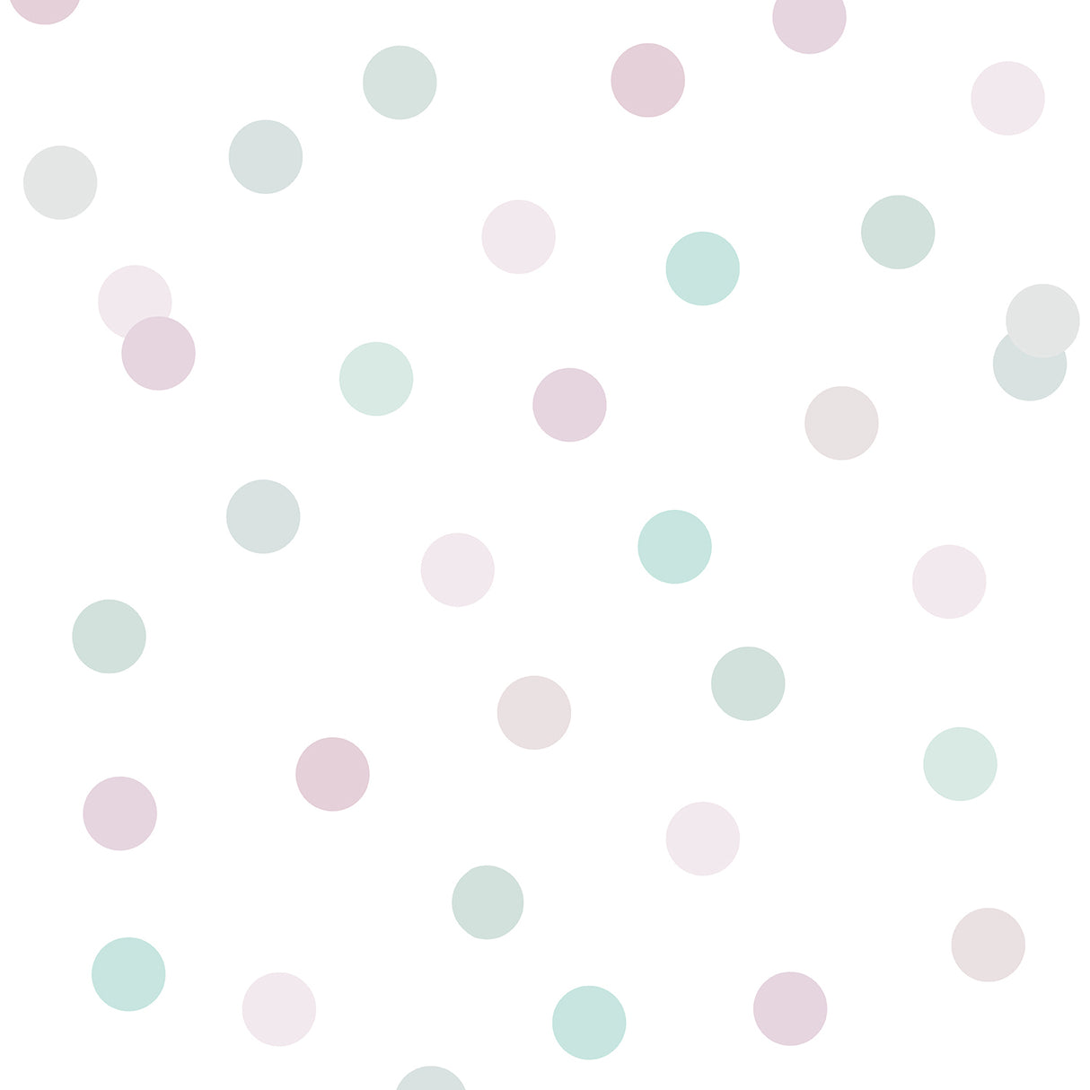 Polka Dot Party Pink non-woven wallpaper roll with pastel dots, 20.86 in x 33 ft
