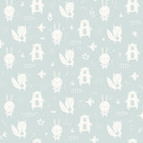 Little Animal Friends Green wallpaper roll and room scene