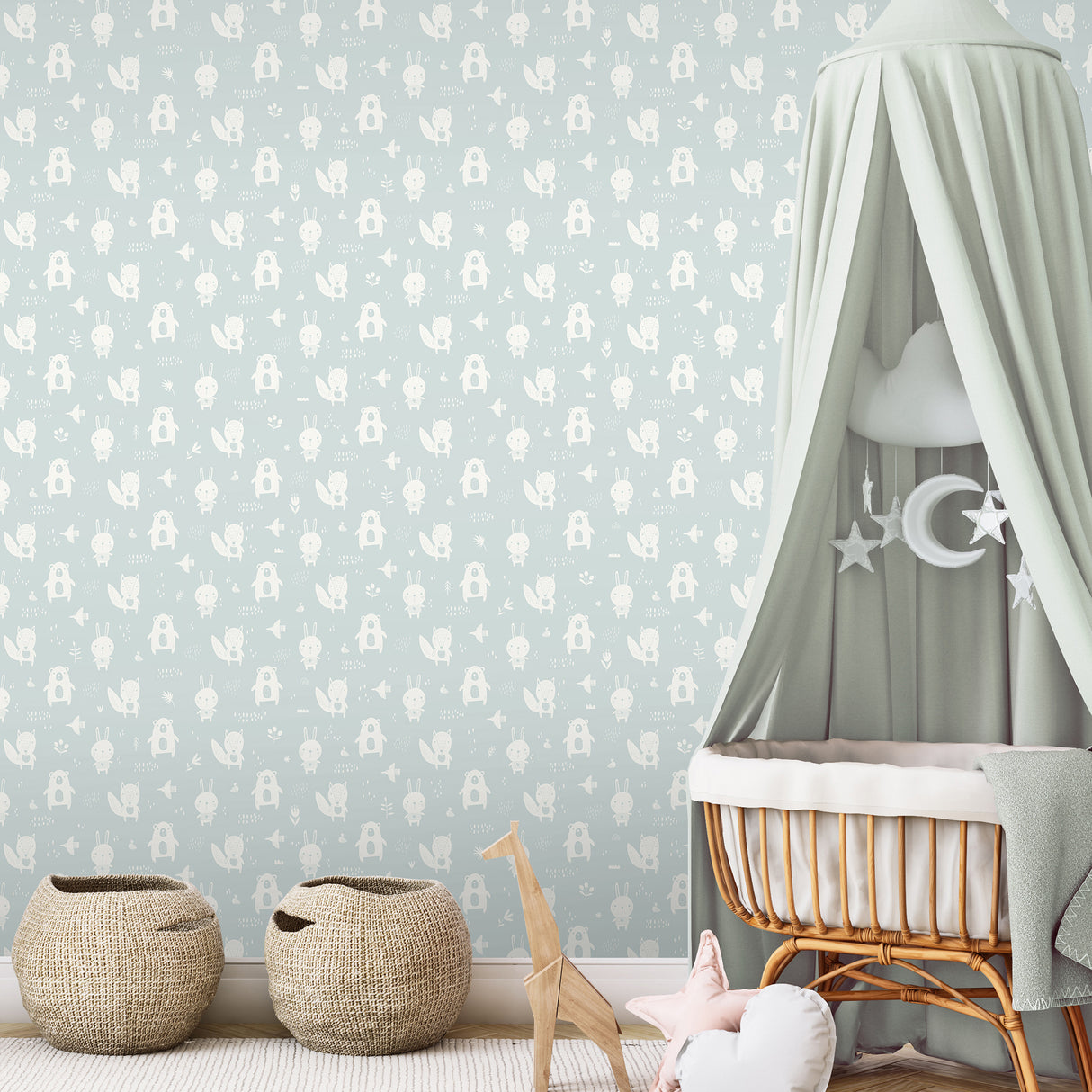 Little Animal Friends Green by Veer Decor Kids Wallpaper – Veer Decor VRKG04-319