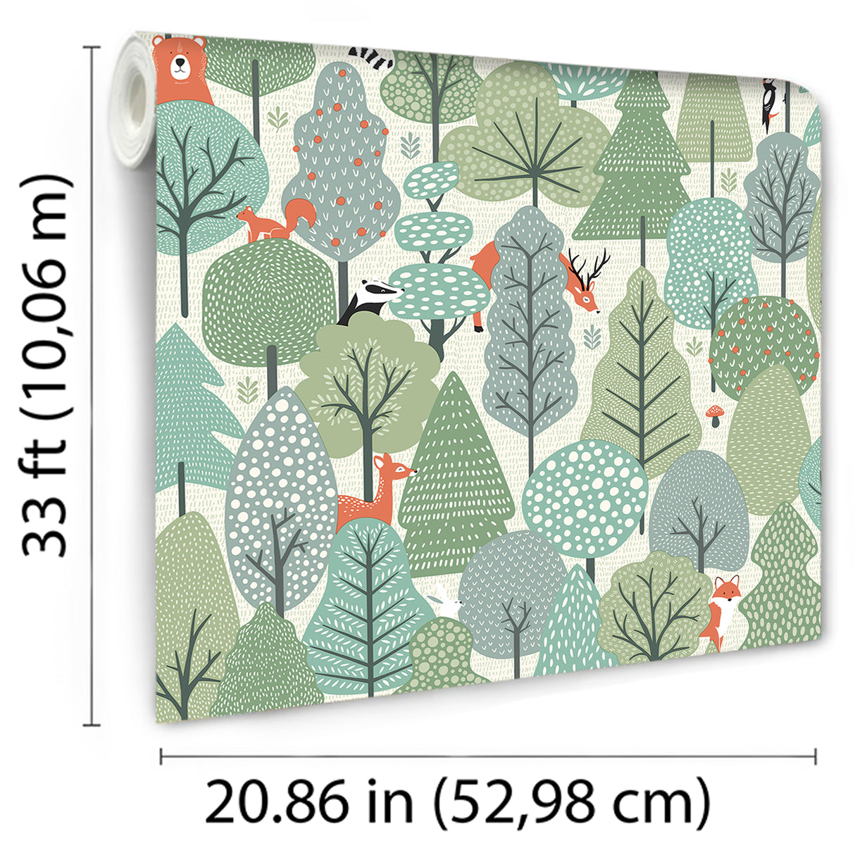Enchanted Forest Green by Veer Decor Kids Forest Animal Wallpaper – VRKG04-615