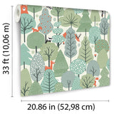 Enchanted Forest Green by Veer Decor Kids Forest Animal Wallpaper – VRKG04-615