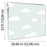 Clouds Aqua Pastel by Veer Decor Children’s Wallpaper – Veer Decor VRKG04-816