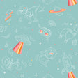 Space Adventures Aqua kids non-woven wallpaper roll with rockets, UFOs and planets on teal ground