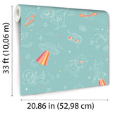 Space Adventures Aqua by Veer Kids Wallpaper – Veer Decor VRKG04-863