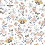 Whimsical Meadow Orange wallpaper with butterflies and flowers, 20.86 in x 33 ft roll
