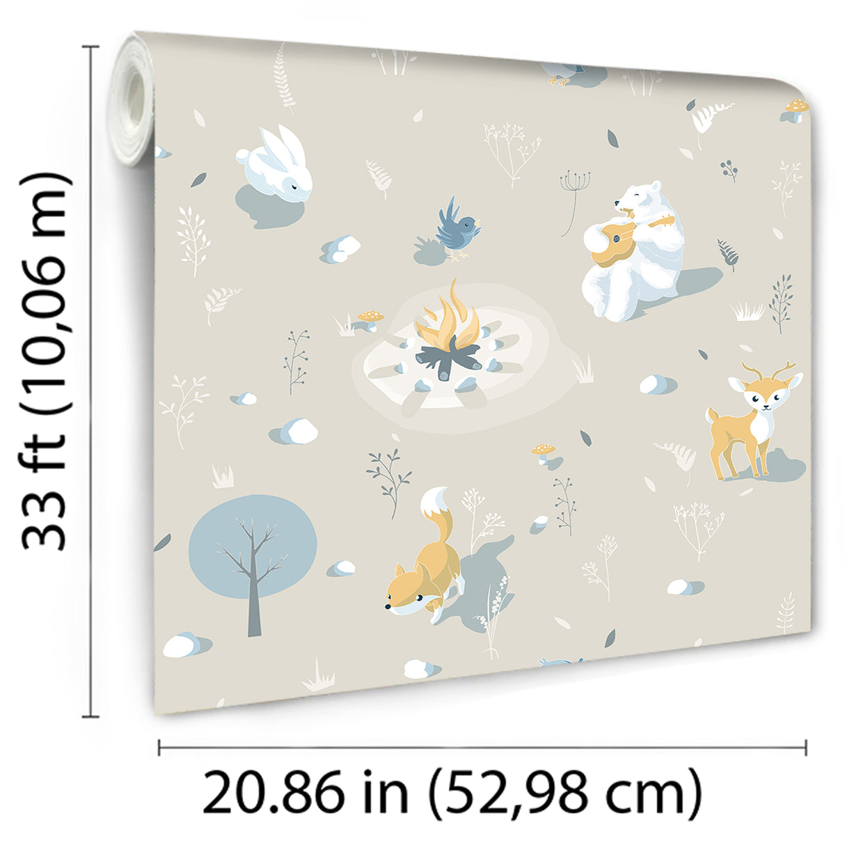 Woodland Friends Beige / Neutral by Veer Decor Kids Wallpaper – Veer Decor VRKG07-313