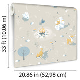 Woodland Friends Beige / Neutral by Veer Decor Kids Wallpaper – Veer Decor VRKG07-313