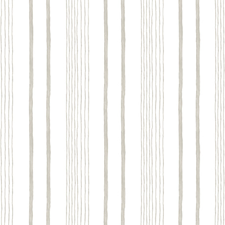 Hand Drawn Stripe Beige non-woven unpasted wallpaper roll with vertical lines, 20.86 in x 33 ft