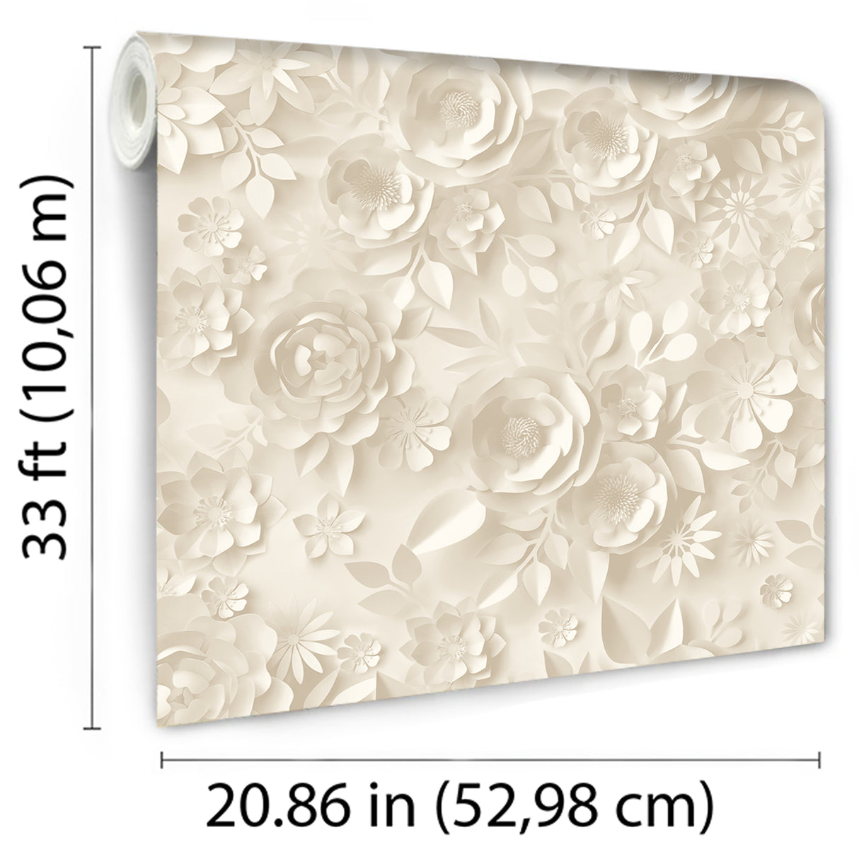 Paper Flowers Beige by Veer Decor Floral Wallpaper – Veer Decor VRKG07-644