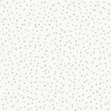 Gray hand drawn confetti dots non-woven wallpaper roll and room view