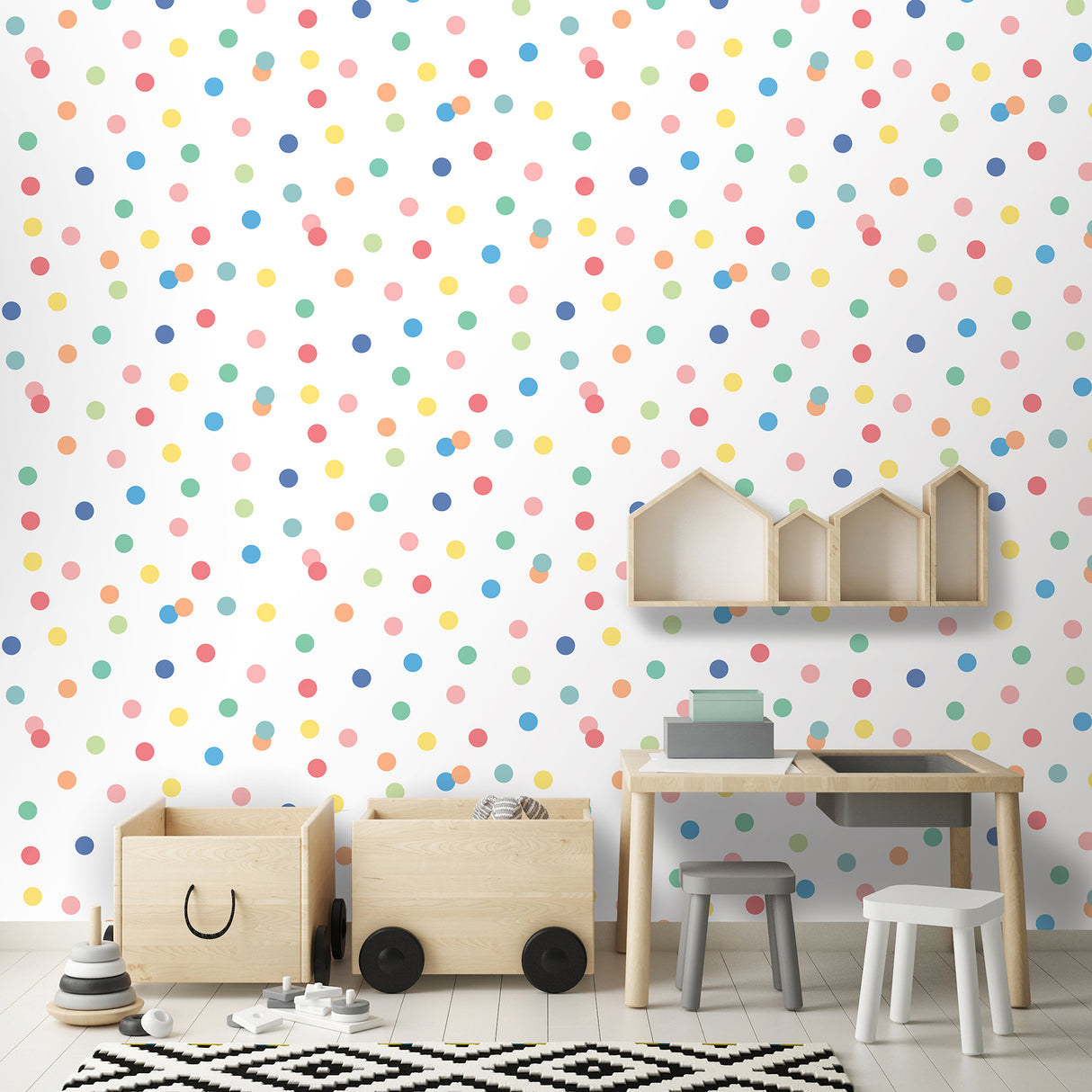 Polka Dot Party Multicolor by Veer Decor Kids Wallpaper – Veer Decor VRKG10-915