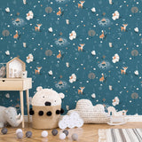 Woodland Friends Blue by Veer Decor Kids Wallpaper – Veer Decor VRKG11-313